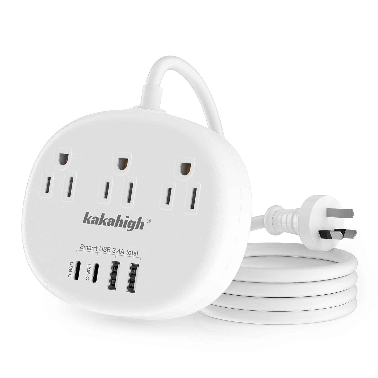 Australia Power Plug Adapter, New Zealand Power Adapter With 3 American Outlets 4 Usb Ports (2 Usb C) Total 24W, Type I Plug Ada