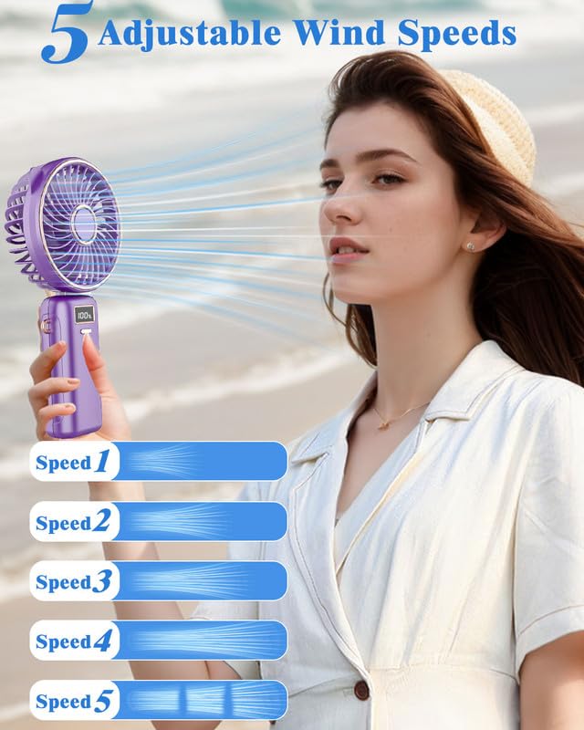 Hand Held Fan,Mini Portable Fan Rechargeable,Usb Small Desk Battery Tiny Necklace Cute Cordless Lanyard Hanging Neck Fan,Persona