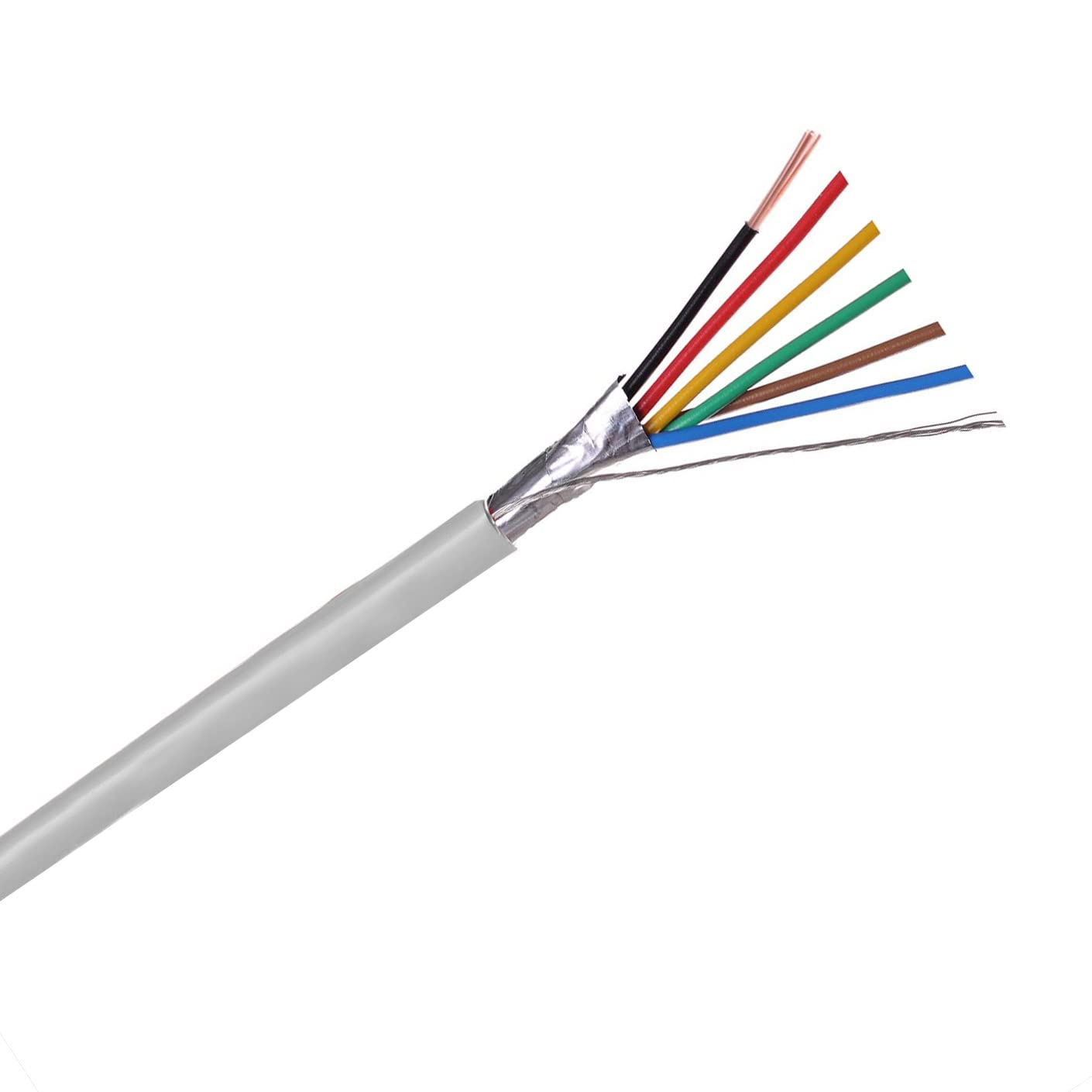 Installercctv 24 Awg 6 Conductors Security Alarm Wire Cable, Riser Alarm Control Cable, 125Ft Full Copper Shielded For Fire/Soun