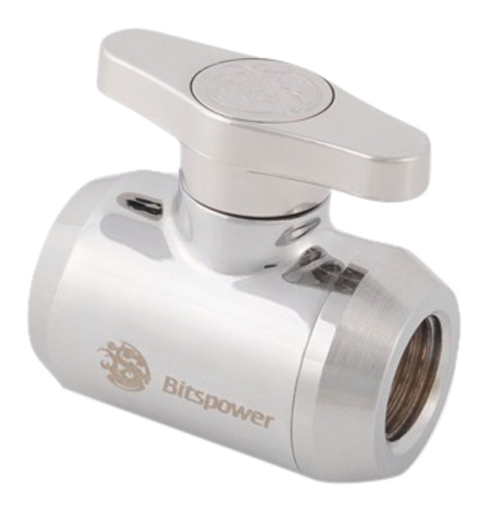 Bitspower G1/4 Mini Valve with Silver Handle, Silver Shining Body