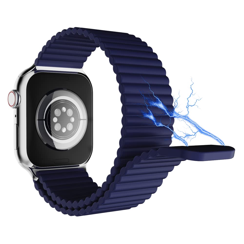 Heike Magnetic Soft Silicone Watch Bands For Apple Watch Ultra Bands 49Mm 45Mm 44Mm 42Mm 41Mm 40Mm 38Mm, Adjustable Sport Loop S