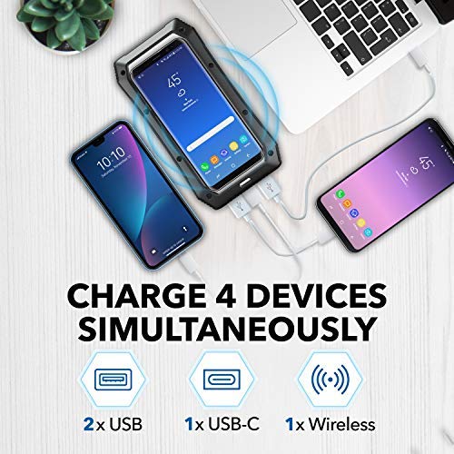 Soloforce Solar Power Bank   2000Mah Wireless Portable Charger For Iphone Android | Fast Charging Powerbank | Built In Qi Panel,