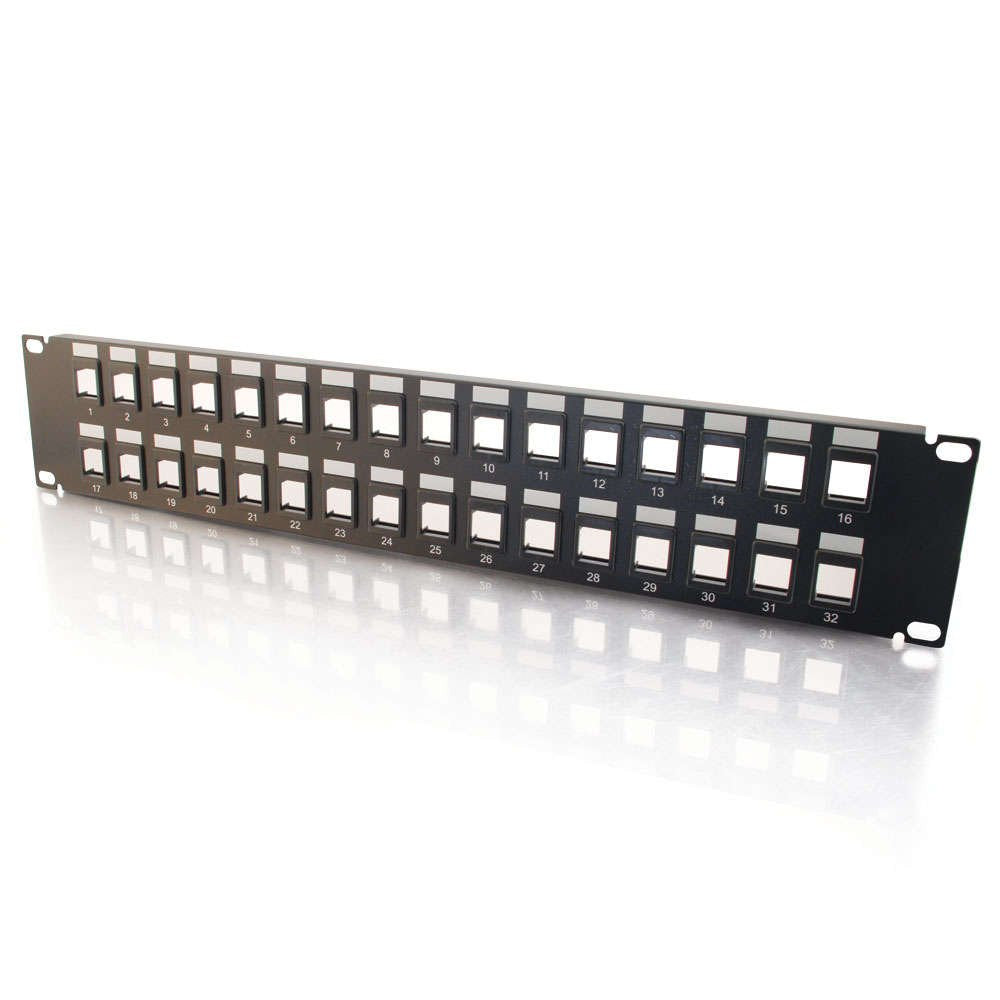 C2G/ Cables To Go 03860 32 Port Blank Keystone/Multimedia Patch Panel, Black, Black