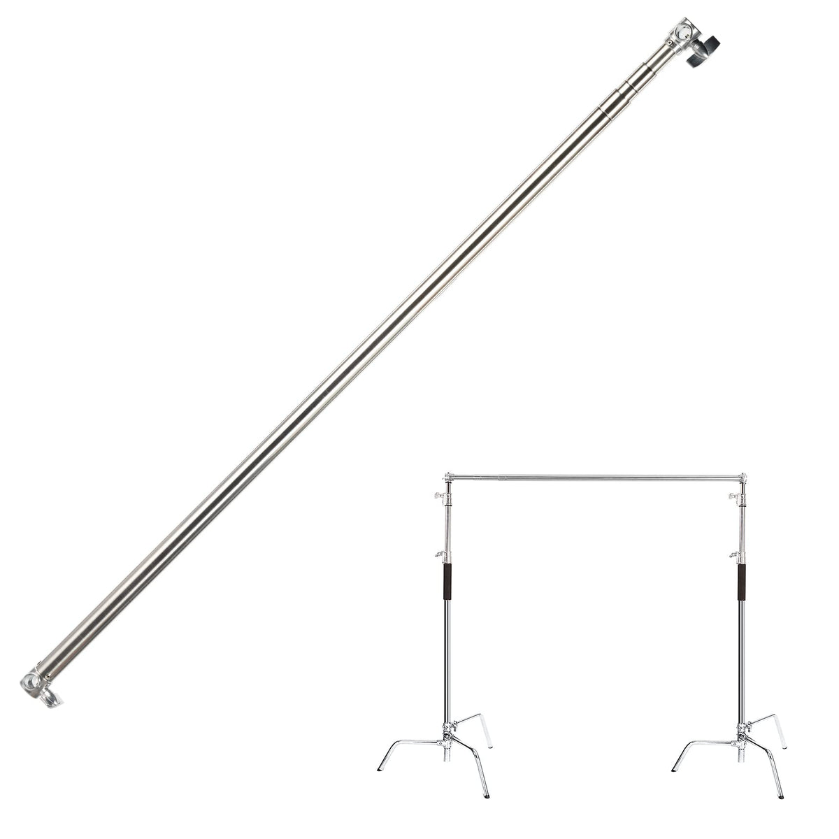 Pro Stainless Steel Telescopic Backdrop Crossbar Max Length 10 Ft/3M Adjustable Background Support Cross Arm, Backdrop Pole For 