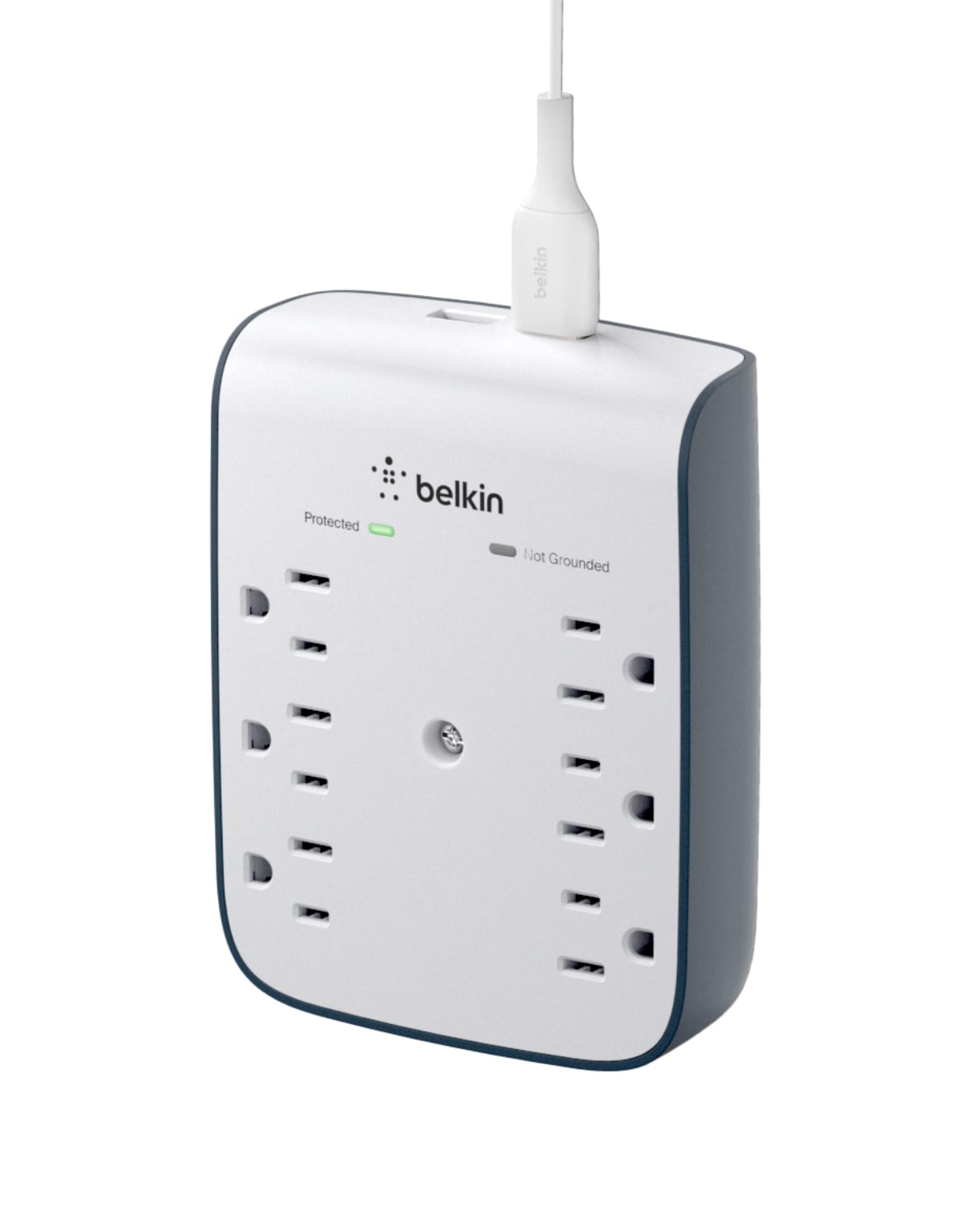 Belkin 6-Outlet Wall Surge Protector w/ 2 USB-A Ports, Wall-Mountable Surge Protector for Home, Office, Travel, Computer Desktop