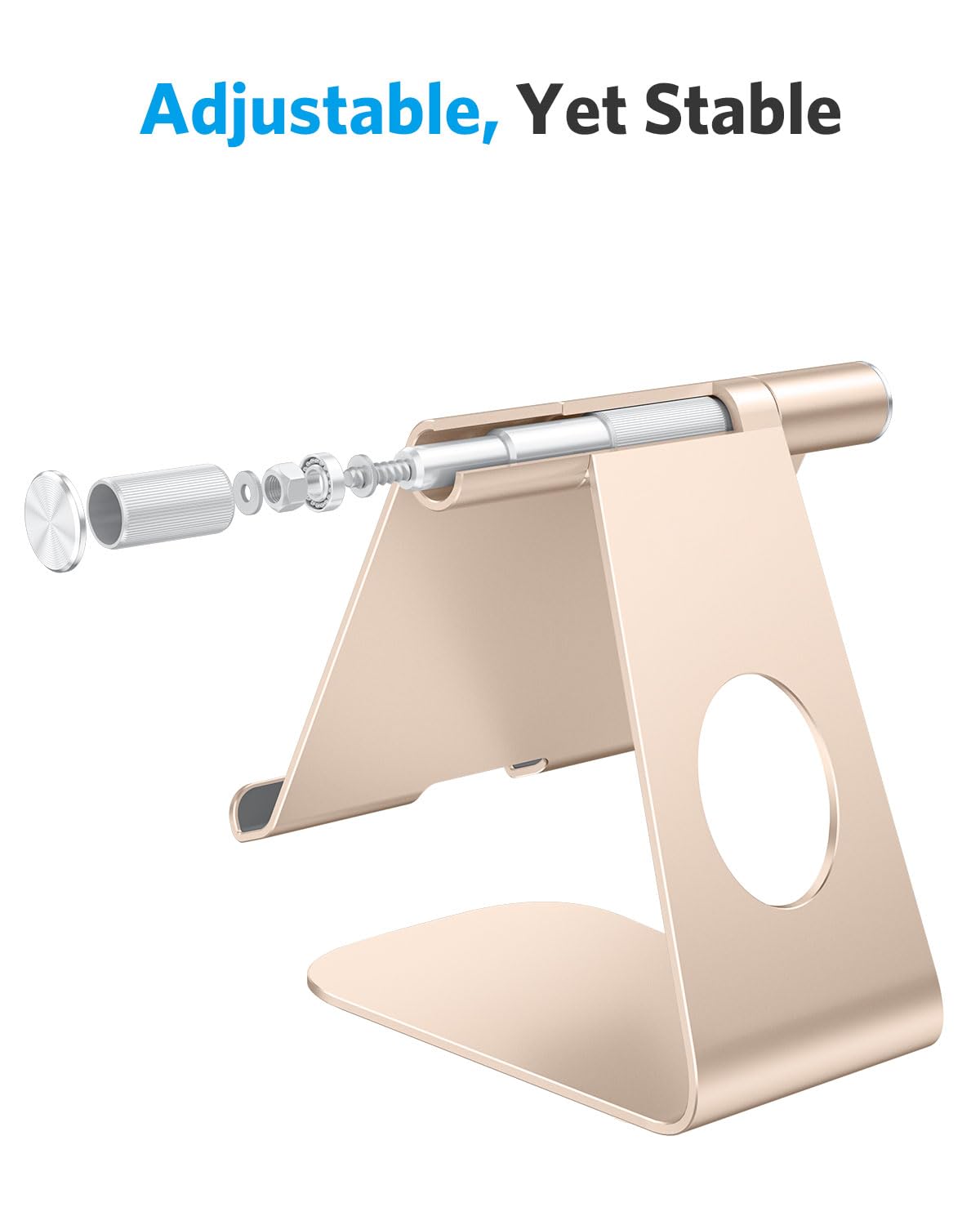 Omoton Tablet Stand Holder Adjustable, T1 Desktop Aluminum Tablet Dock Cradle Compatible With Ipad Air/Mini, Ipad 10.2/9.7, Ipad Pro 11/12.9, Samsung Tab And More, Gold