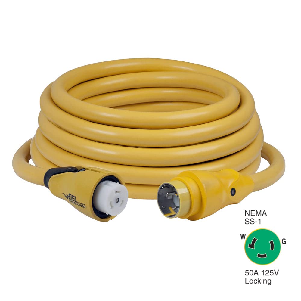 Marinco Cs503 50 Eel 50A 125V Shore Power Cordset   50'   Yellow