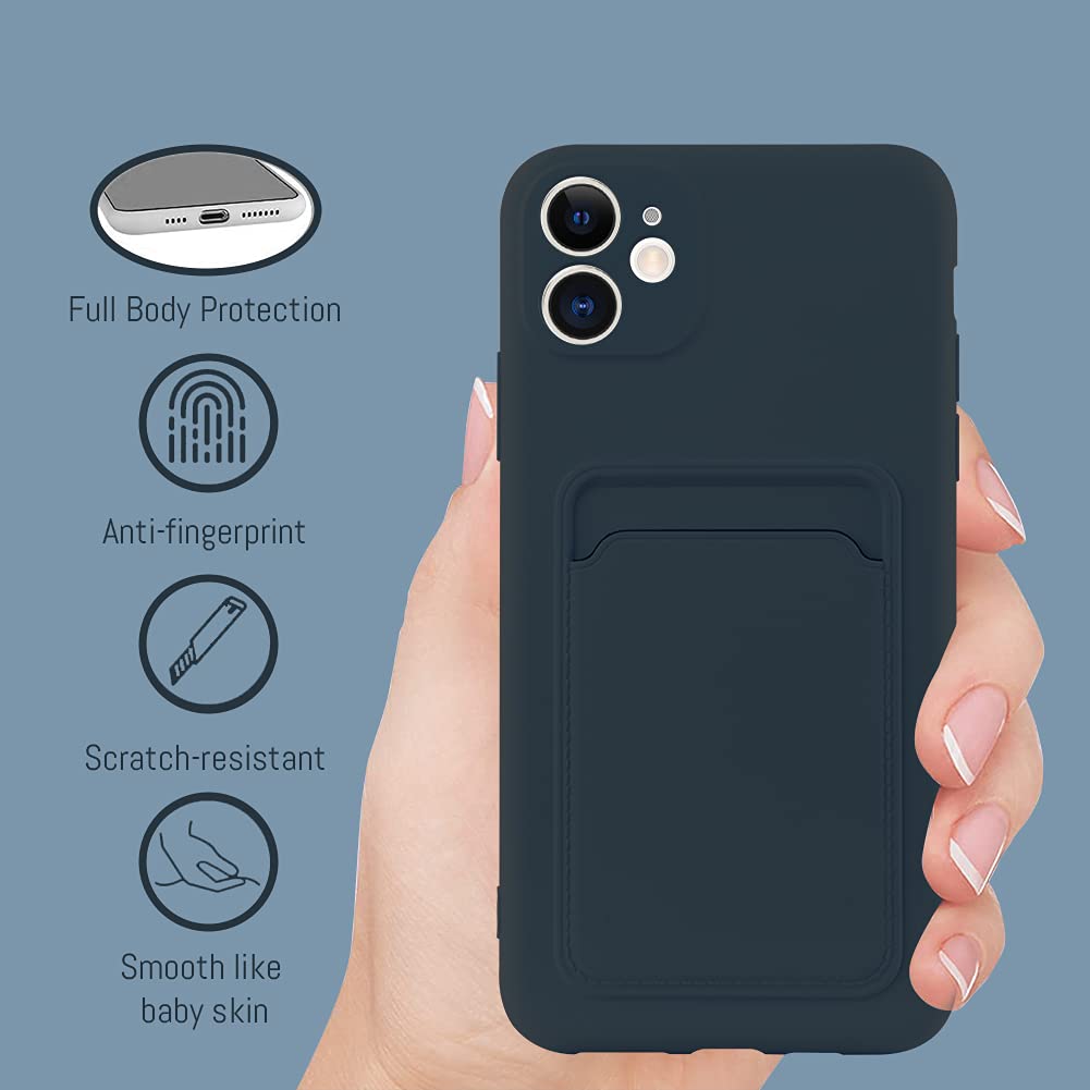 Mzelq Wallet Case For Iphone 11 (6.1 Inch), Card Holder Camera Protection Cover For Iphone 11 + Screen Protector, Soft Slim Card