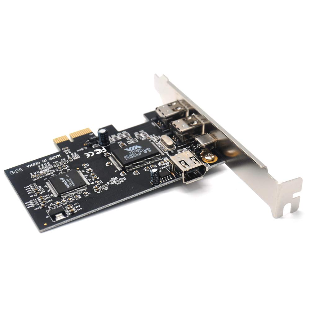 Padarsey Pcie 3 Ports 1394A Firewire Expansion Card, Pci Express (1X) To External Ieee 1394 Adapter Controller (2 X 6 Pin + 1 X