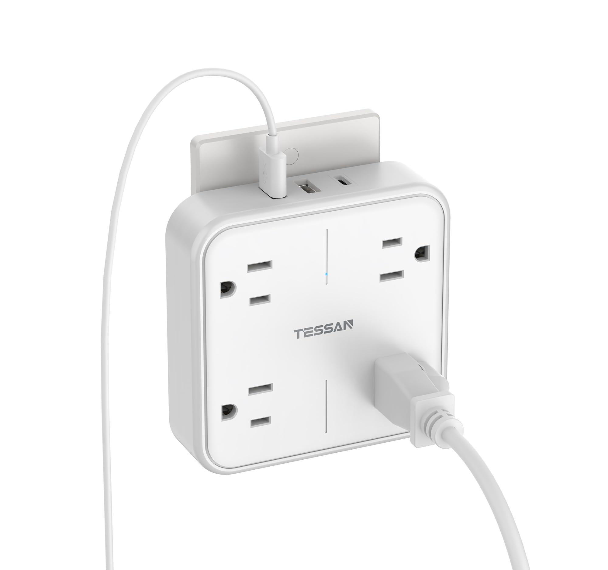 Surge Protector Outlet Extender, Tessan Multi Plug Wall Outlet Splitter With 4 Outlets And 3 Usb (1 Usb C), Multiple Plug Expand