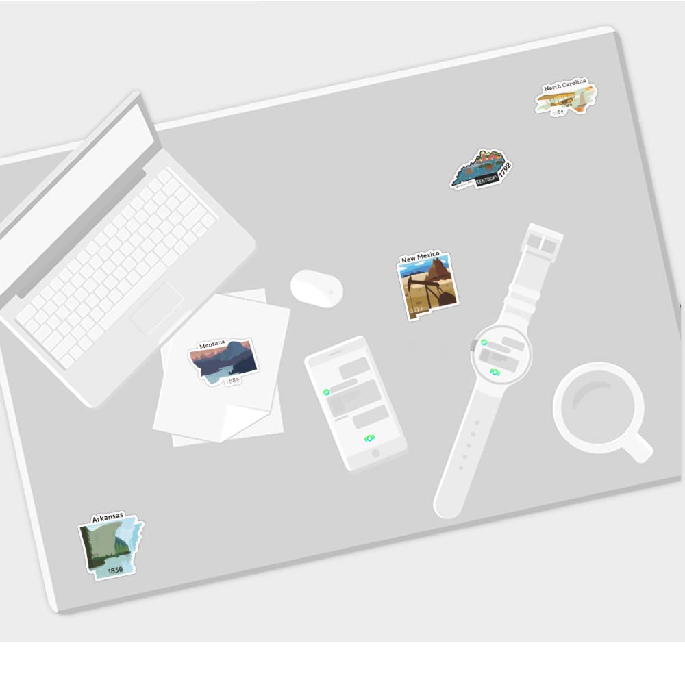 50Pcs United States Travel Map Stickers Pack, Waterproof Vinyl Stickers For Scrapbook Water Bottles Laptop Guitar Computer Phone