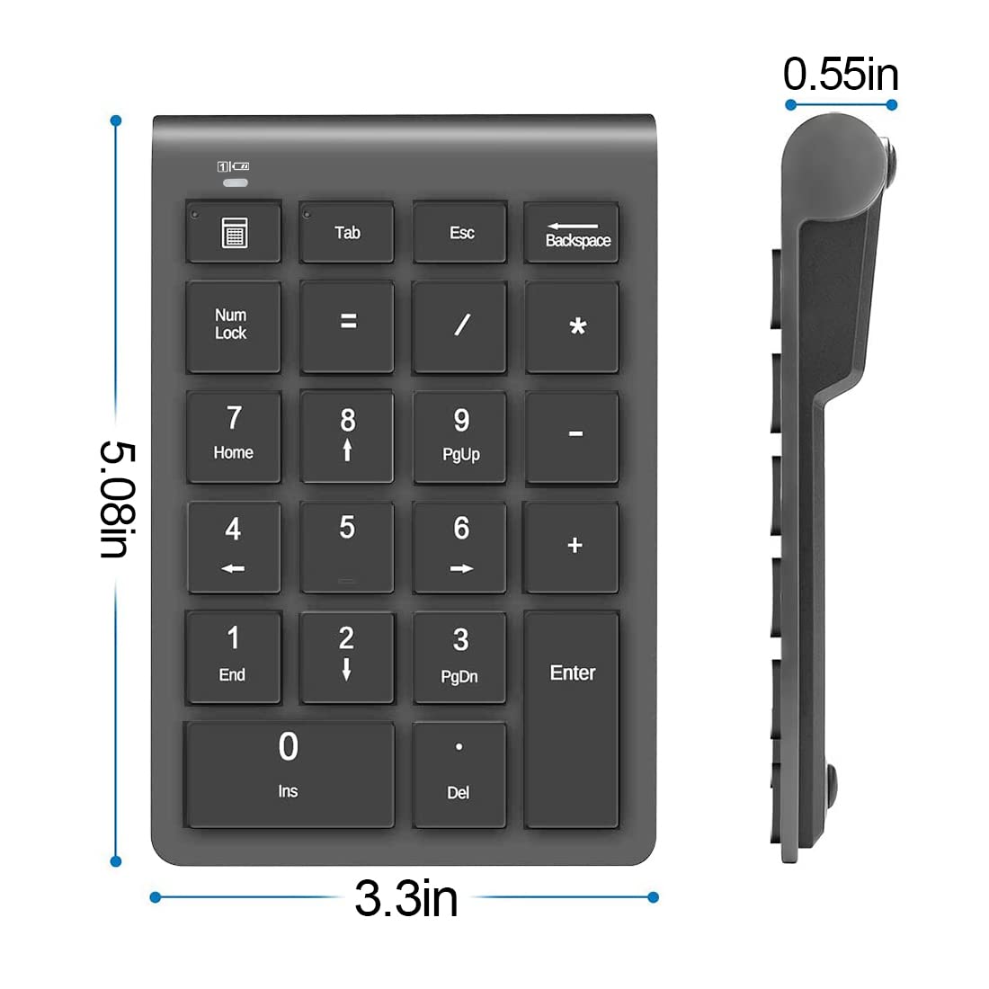 Liangstar Number Pad, Wireless Numeric Keypad 22 Keys Portable Keyboard Extensions With 2.4Ghz Usb Receiver For 10 Key Financial
