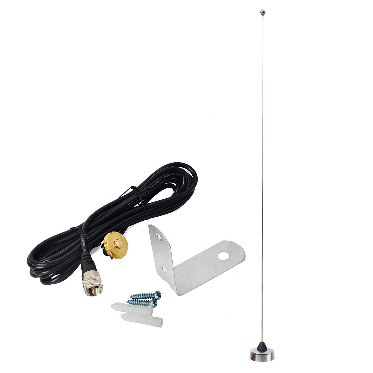 Hys Nmo 2M Vhf Band Amateur Trunk/Hole Mount 144Mhz(136 174Mhz) Antennas With Stainless Steel L Bracket Hole & 13Ft/About 4M Rg 