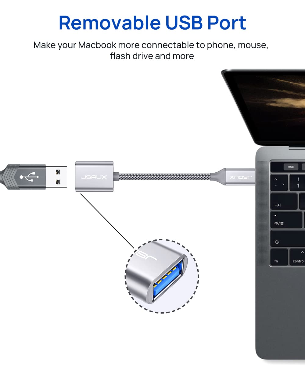 Jsaux Usb C To Usb Adapter [2 Pack], Usb Type C Male To Usb 3.0 Female Otg Cable Thunderbolt3 To Usb Adapter Compatible With Mac
