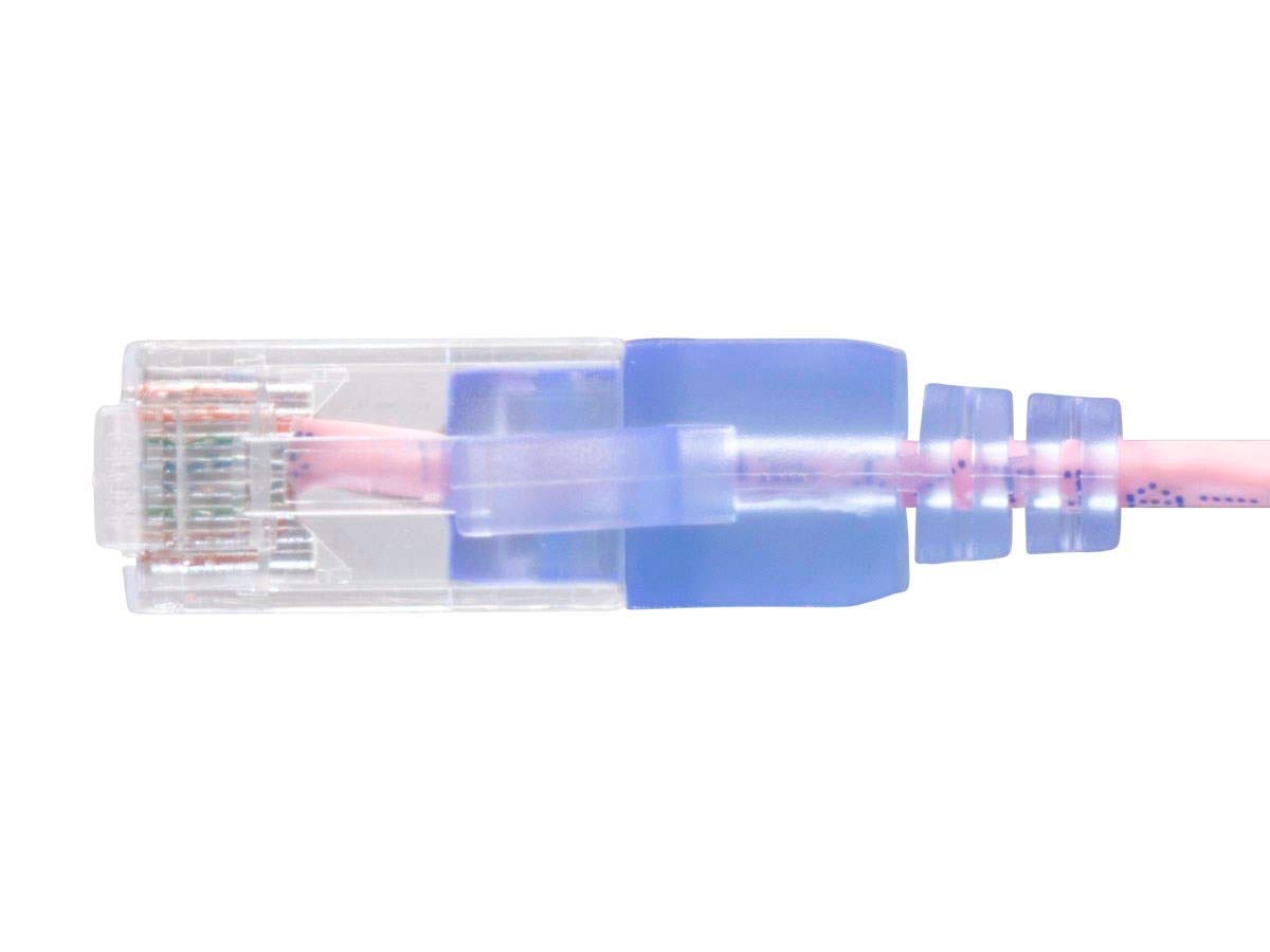 Monoprice Cat6A 5Ft Pink 5 Pk Patch Cable Utp 30Awg 10G Pure Bare Copper Snagless Rj45 Slimrun Series Ethernet Cable