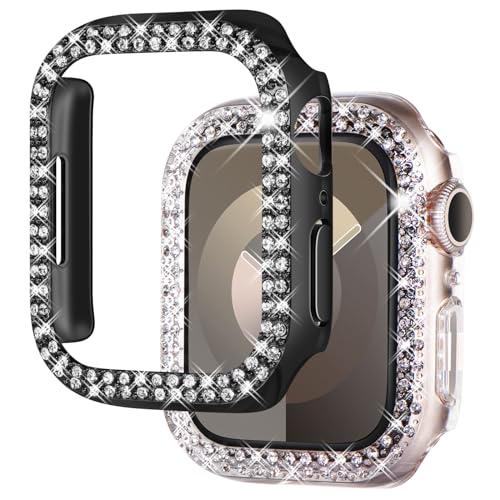 Newways 2 Pack Bling Cases Compatible For Apple Watch Series 8 41Mm Series 7, Protective Bumper For Iwatch Series8/ 7 (41Mm, Bla