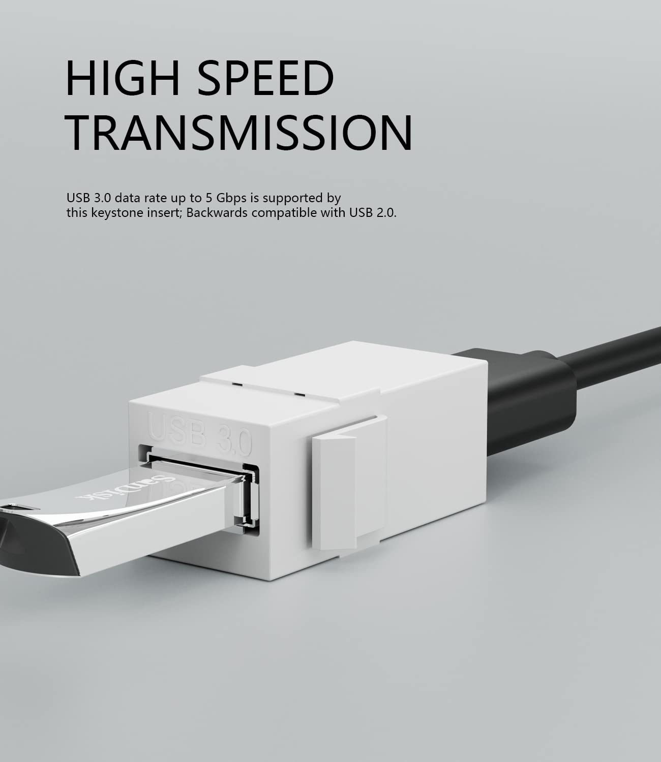 Berlat Usb 3.0 Keystone Jack Insert, Usb Keystone Jack,Usb To Usb Adapters Female To Female Inserts Connector Interface Coupler Socket Adapter Port For Wall Plate Outlet Panel(White 6 Pack)