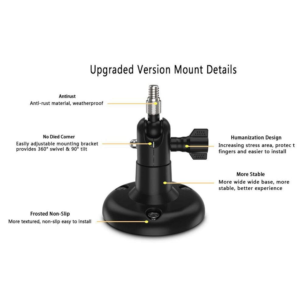 Koroao ?Upgraded Version? Indoor/Outdoor Security Wall Mount For All Arlo Camera, Arlo Ultra, Arlo Essential, Wyze Cam Pan, Eufycam 2   More Stable And Flexible Arlo Accessories (2Pack, Black)