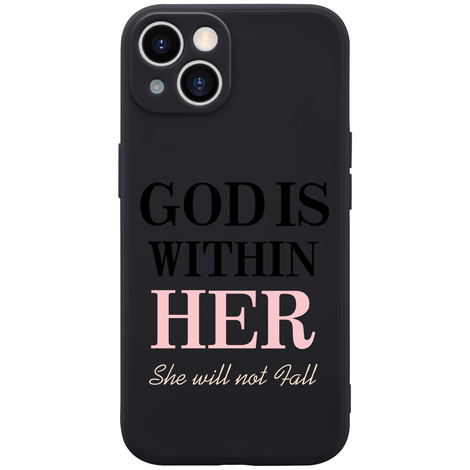 Wihytec Black Phone Case Cover for iPhone 12 God is Within Her Case Cover Liquid Silicone Soft Gel Rubber Matt Phone Cover with 