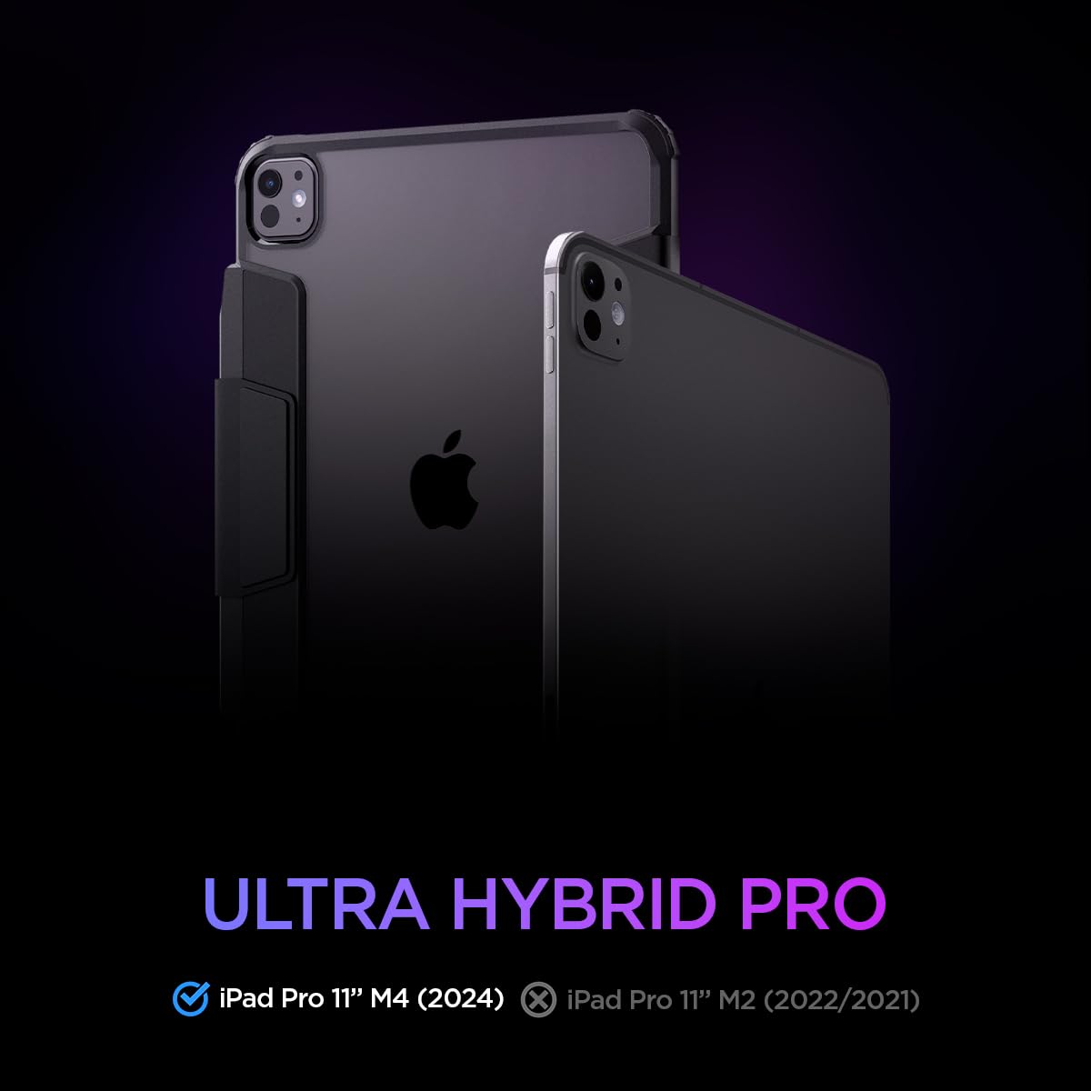 Spigen Ultra Hybrid Pro Designed For Ipad Pro 11 Inch Case M4 (2024) With Transparent Back And Pencil Holder   Black