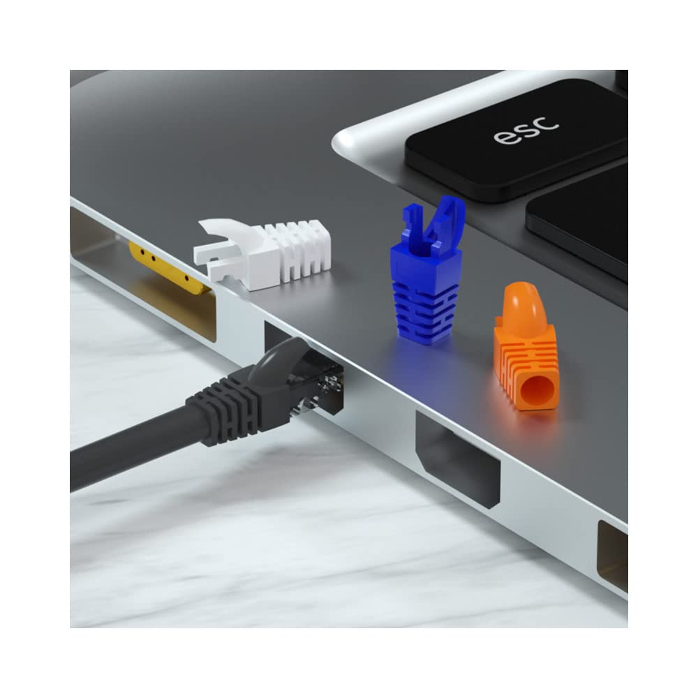 Vivoch 50 Pcs Cat5 Cat5E Cat6 Strain Relief Boot, Rj45 Plug Connector Cover Modular Network Plug Connector Cap Cable Connector Boots, Black