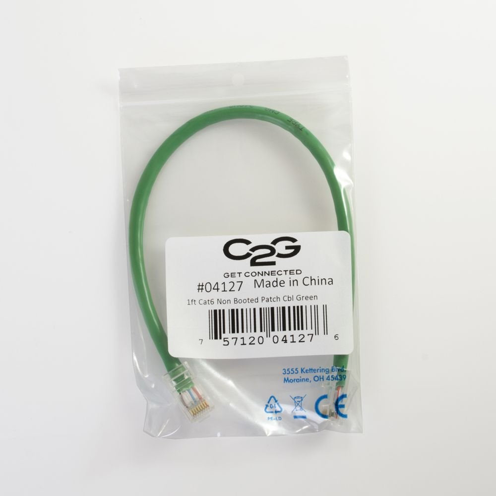 C2G 04138 Cat6 Cable   Non Booted Unshielded Ethernet Network Patch Cable, Green (14 Feet, 4.26 Meters)