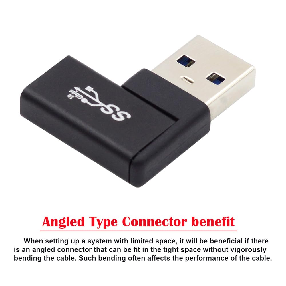 Nfhk Usb C Type C Female To Usb 3.0 A Male Data Adapter Flat Horizontal 90 Degree Left Angled For Laptop Desktop