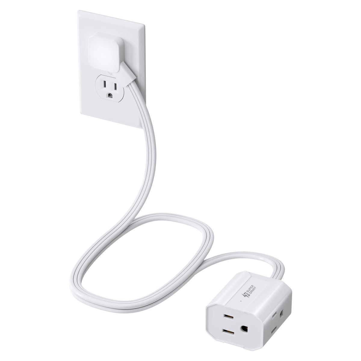 Extension Cord 3Ft Superdanny Mini Power Strip Ultra Right Angled Flat Plug For Tight Spaces,Indoor Extension With 3 Outlets,For
