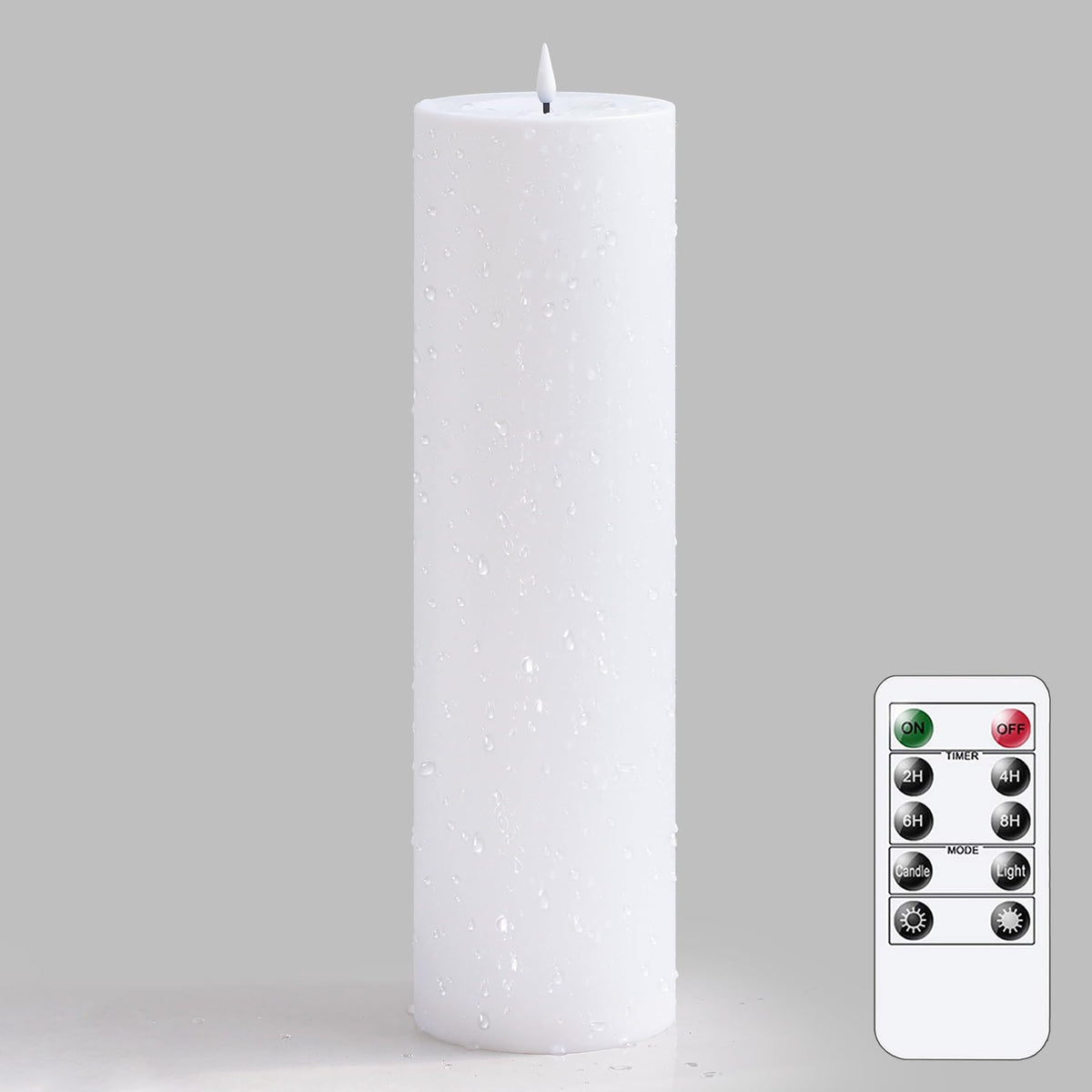 Yeelida 4'' X14'' Flameless Flickering Waterproof Candles With Remote, Led Battery Operated Timer Plastic White Pack Of 1 Pillar