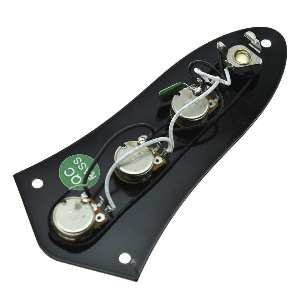 Kaish Fully Loaded Control Plate Pre Wired Control Plate With Wiring Harness For Jazz J Bass Black