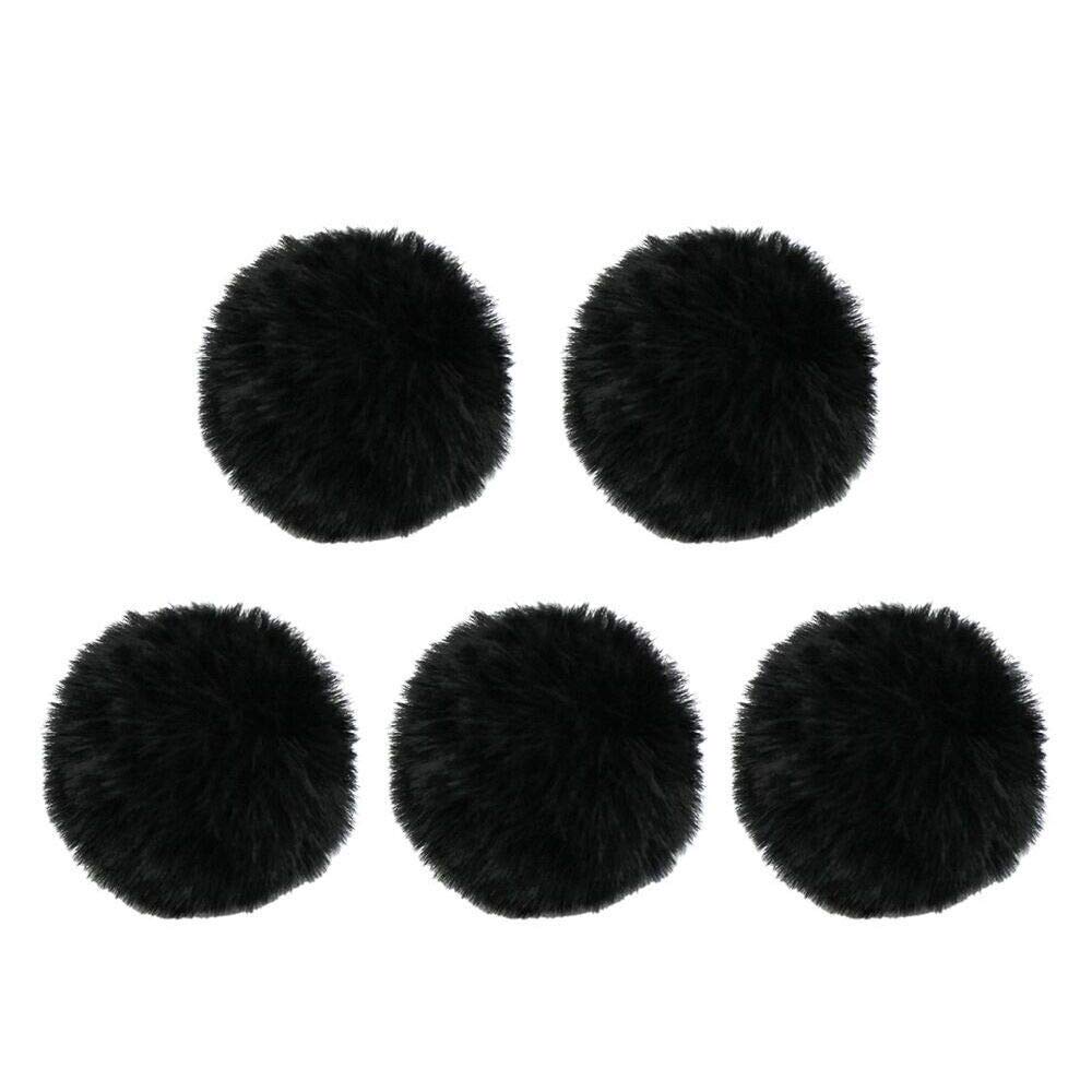 Lavalier Wind Muff 5 Pack Lapel Microphone Wind Muff 0.2/0.4 Inch Furry Lav Windscreen Windproof Wind Screen (0.4Inch, Black)