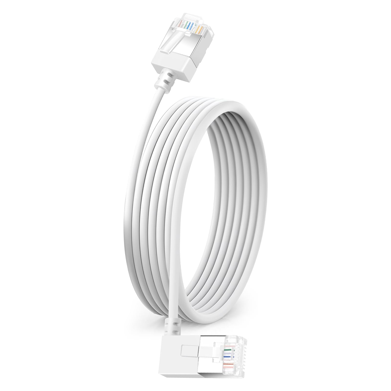 Dutevolns Flexible Cat 6 Ethernet Cable 90 Right Angled 1.6 Feet, Ultra Thin & Slim Rj45 Lan Cord Gigabit Applicable For Mac, Pc