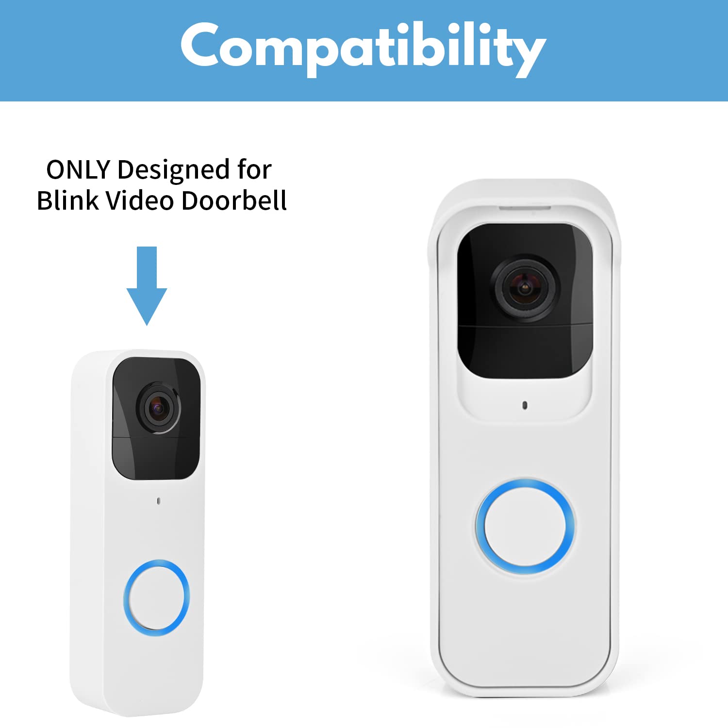 Adhesive Door Mount Compatible With Blink Video Doorbell, No Drill Mounting Bracket, Accessories For Blink Doorbell Security Sys