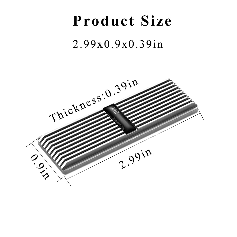 Aimeixin M.2 Heatsink Cooler, Aluminum Heat Sinks With Silicone Thermal Pad For Nvme M.2 2280 Ssd (Silver)