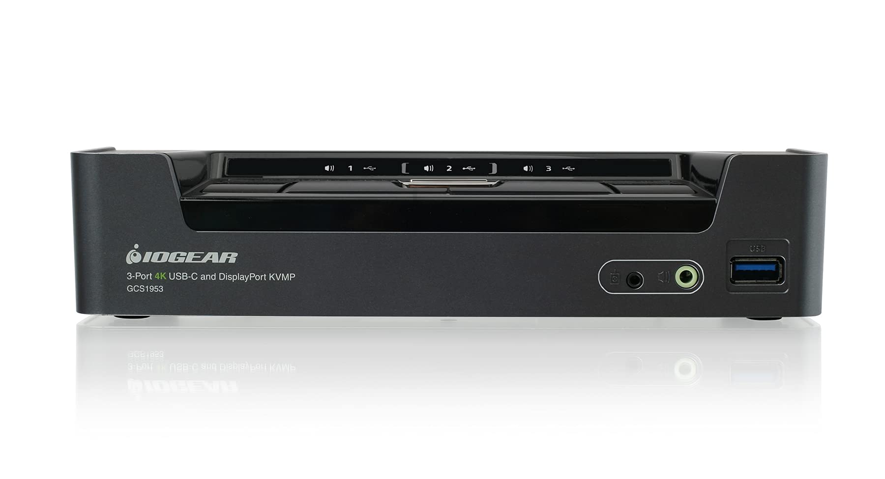 Iogear Kvmp 3-Port 4K Usb-C And Displayport Switch With Power Pass-Through - Gcs1953
