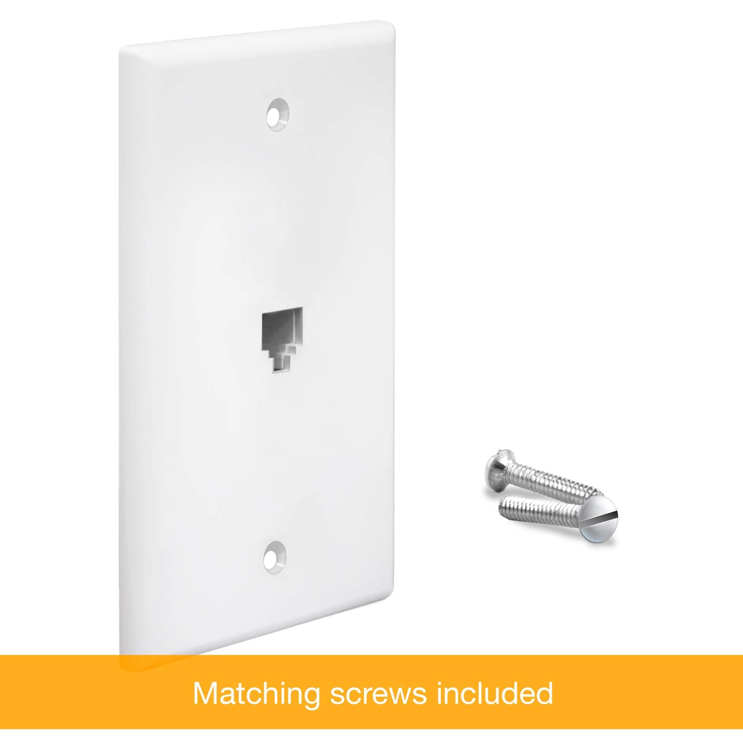 Enerlites Rj11 Telephone Jack Wall Plate By 1 Gang, Standard Size, White, 6 Position 4 Conductor, Single Port 2 Line Support 661