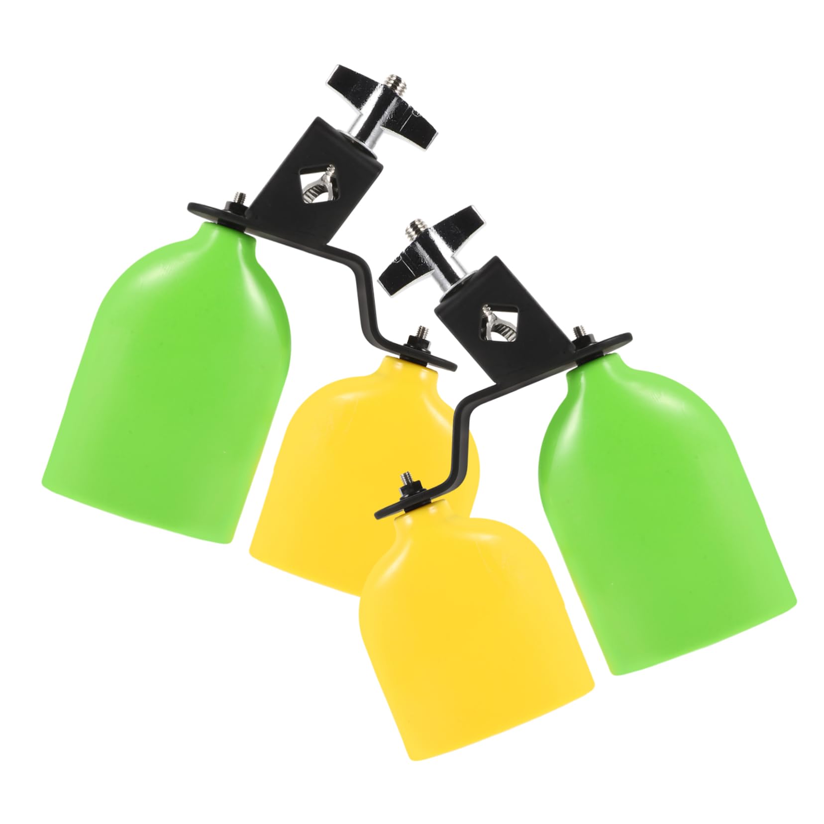 Totority 1pair Plastic Cowbell Jam Block Percussion Instrument Set for Musicians Green Yellow Pitch Hand Bells for Music Dance S