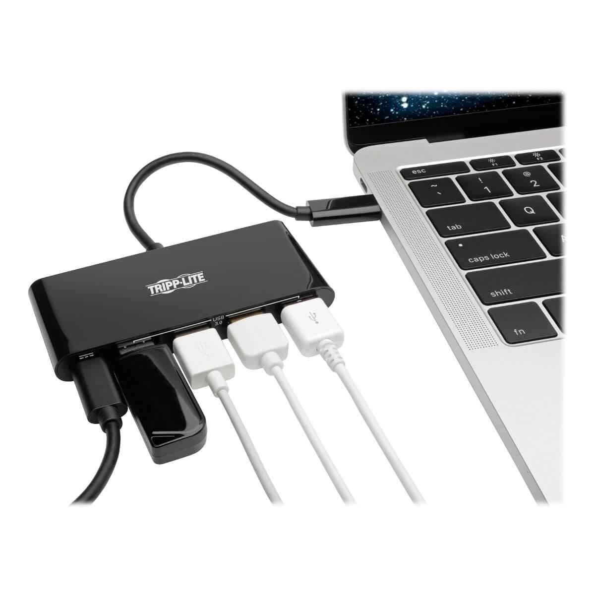 Tripp Lite Usb C Hub Adapter Converter Portable W 4X Usb-A & Usb Type C Pd Charging Thunderbolt 3 Usb-C Black (U460-004-4Ab-C)