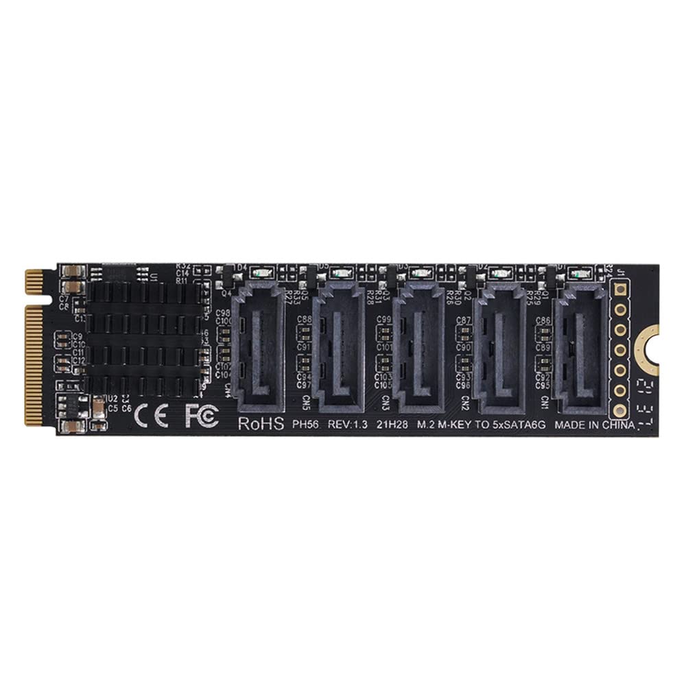 Xiwai Ngff Nvme M Key Pci Express To Sata 3.0 6Gbps 5 Ports Adapter Converter Hard Drive Extension Card Jmb585 2280