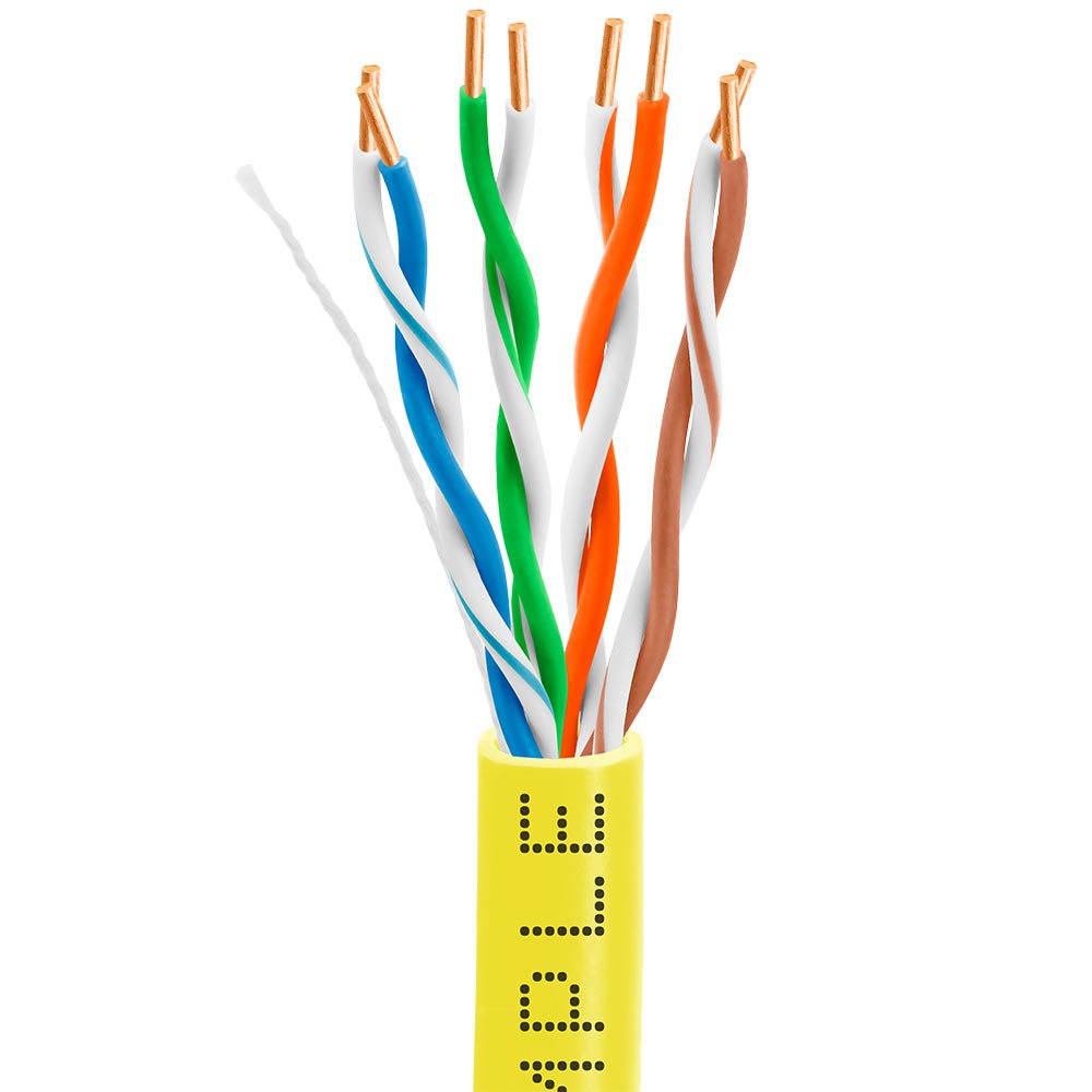 Cmple   Cat5E Ethernet Cable 1000Ft Gigabit Network Cat 5E Bulk Unshielded Twisted Pair (Utp), Solid 24Awg Cmr 350 Mhz Yellow