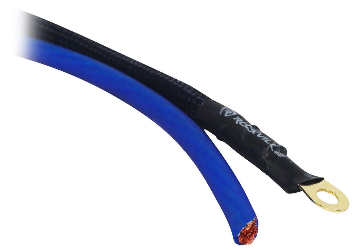 Rockville Rwk4Cu 4 Awg Gauge 100% Copper Complete Amp Installation Wire Kit Ofc Black