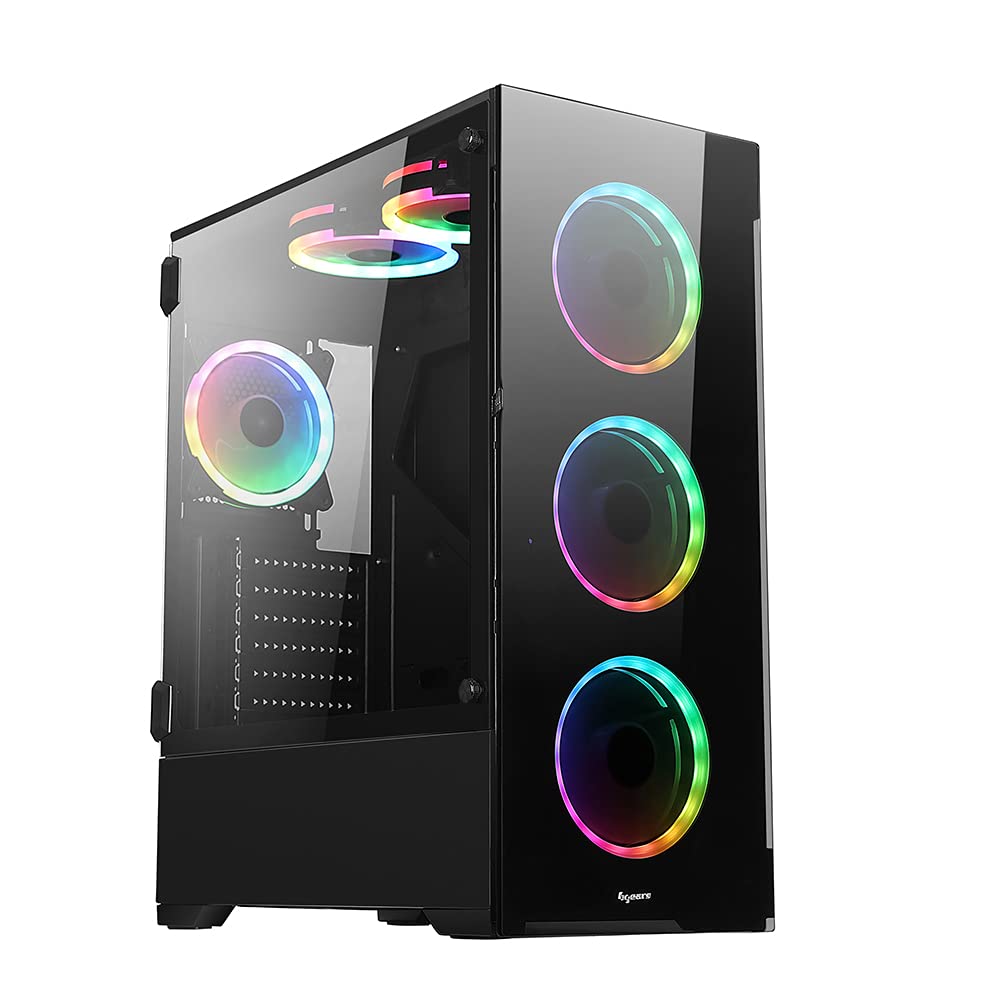 Bgears B Voguish Rgb Gaming Pc Atx Case, Include: 6 X 120Mm Argb Fans, 1 X 10 Fans Controller, 1 X Remote Controller, Usb3.0, Su