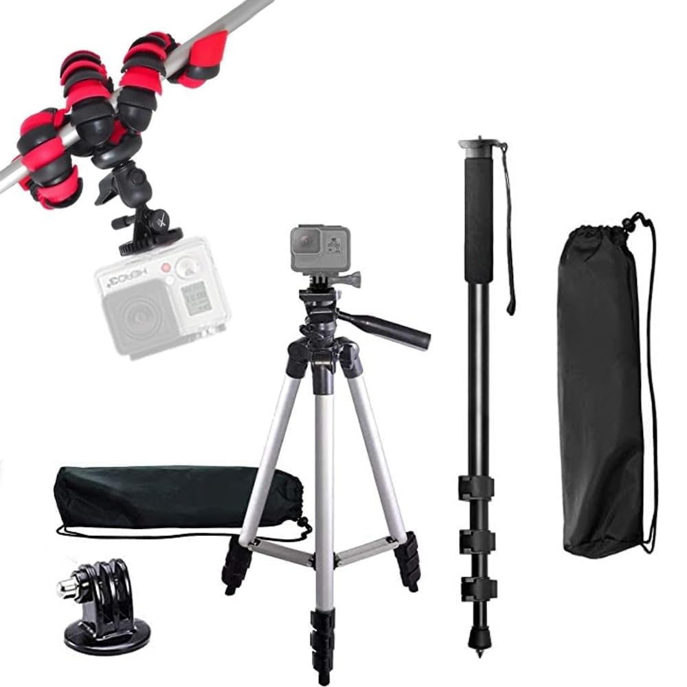 50 Inch Camera Tripod, 72 Inch Monopod with Quick Release, 12 Inch Flexible Tripod with Wrapable Disc Legs, Tripod Mount for All