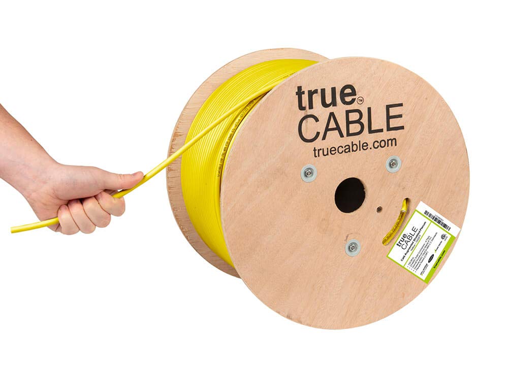 Truecable Cat6A Shielded Plenum (Cmp), 1000Ft, Yellow, 23Awg Solid Bare Copper, 750Mhz, Poe++ (4Ppoe), Etl Listed, Overall Aluminum Foil Shield (F/Utp), Bulk Ethernet Cable
