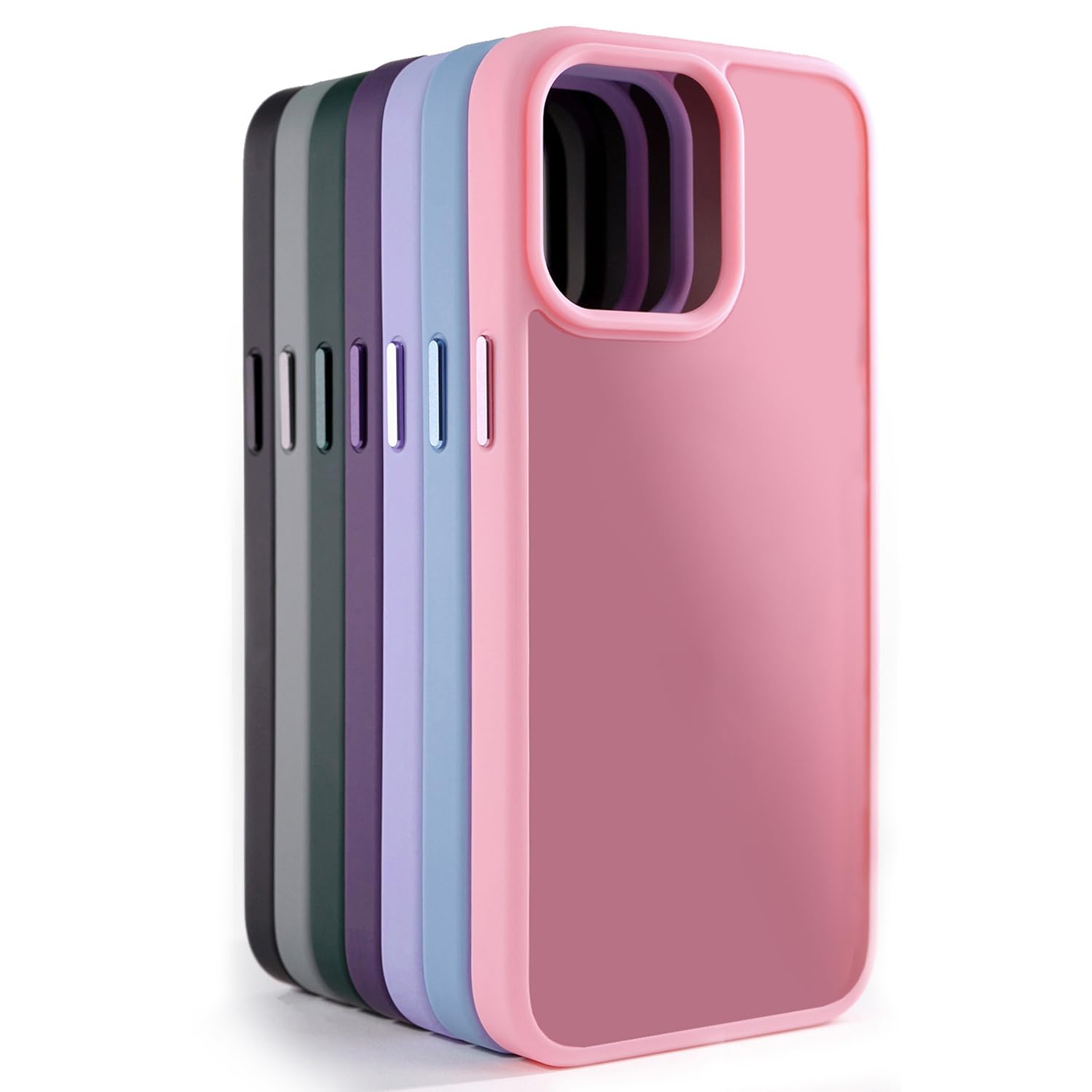 Tenoc Phone Case Compatible With Iphone 13 & Iphone 14, Pink Case Translucent Protective Bumper Matte Hard Back Cover For 6.1 In