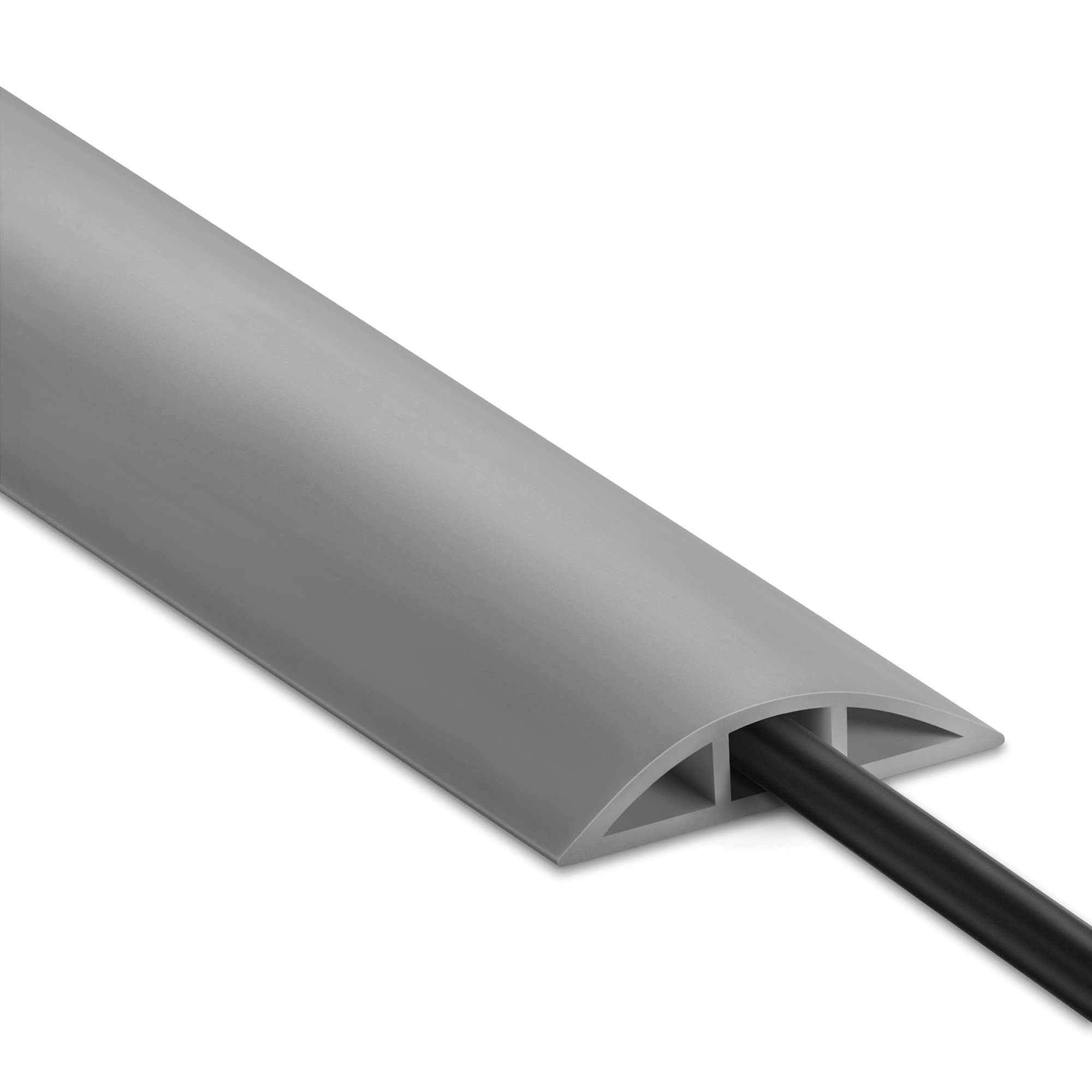 Floor Cable Cover 8Ft Grey, Low Profile Wire Cover For Floor, Extension Cord Cover, Cord Cover Floor Protect Wires, Tough Cord F