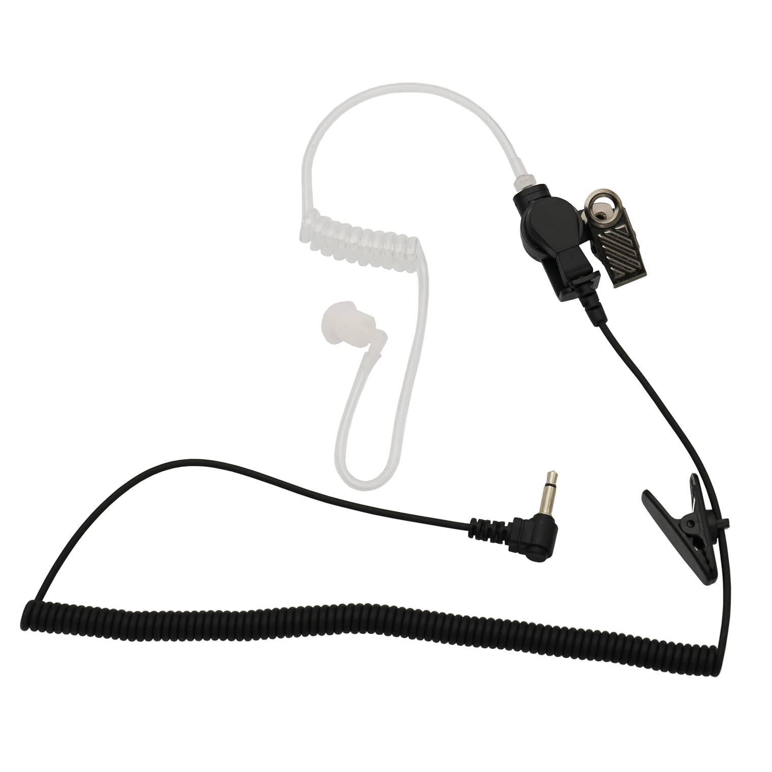 2Pcs 2.5Mm Receiver/Listen Only Surveillance Acoustic Tube Earpiece Headset Shoulder Mic With One Pair Medium Earmolds For Two W