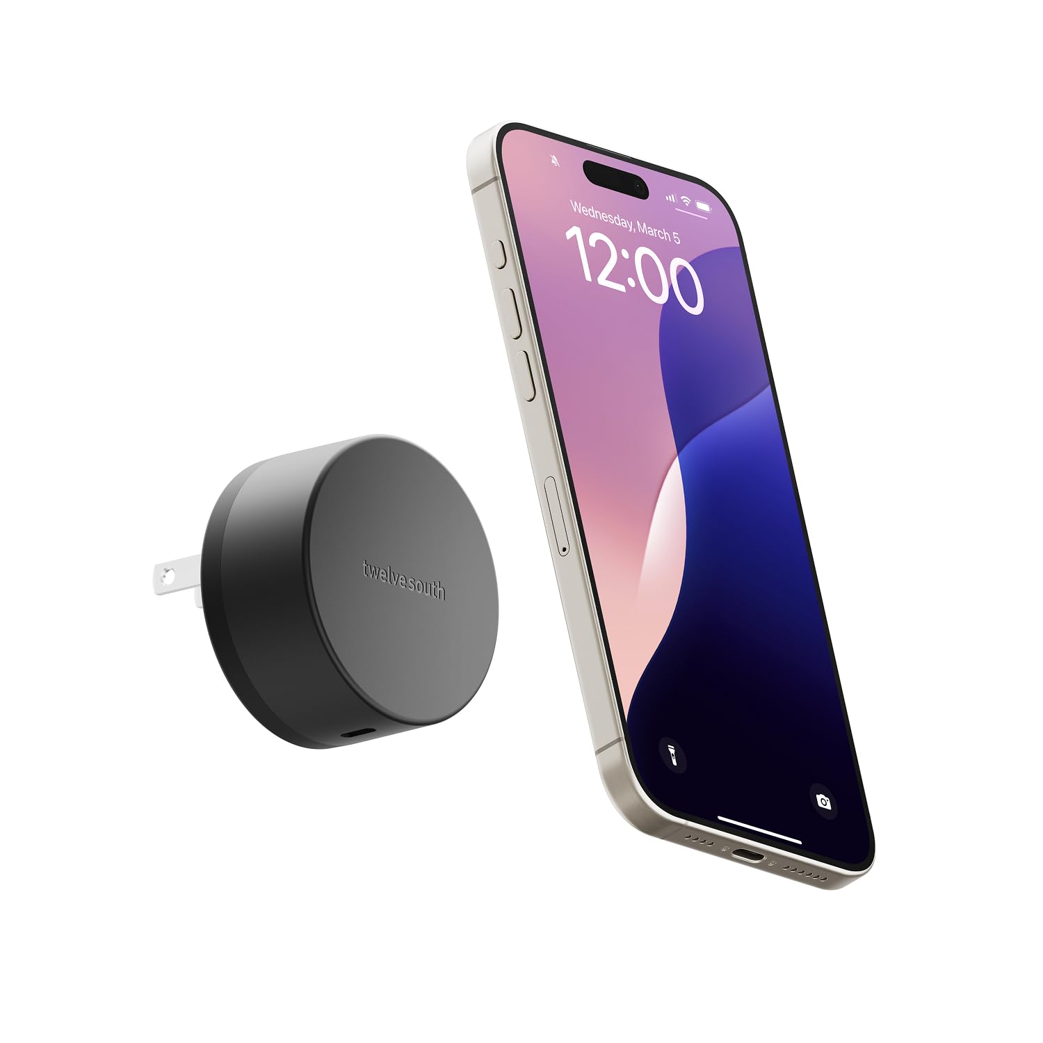 Twelve South PowerBug Qi2 Magnetic Wireless Charger & 35W USB-C Hub, Slate - Works with MagSafe, PixelSnap, and Qi2 Magnetic Pho