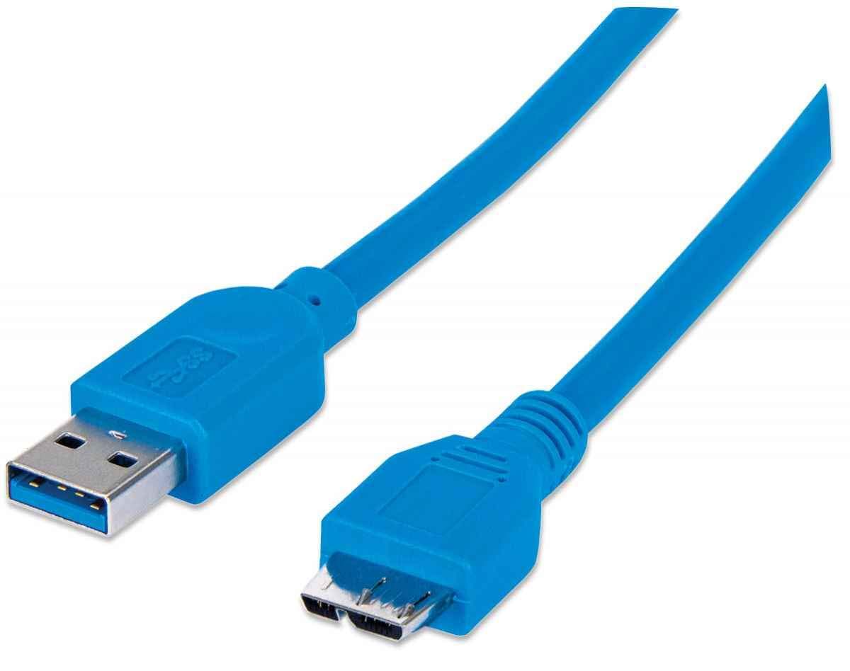 Manhattan Usb 3.0 Cable A Malemicro B Male Blue 6.6 Feet2M (325424)