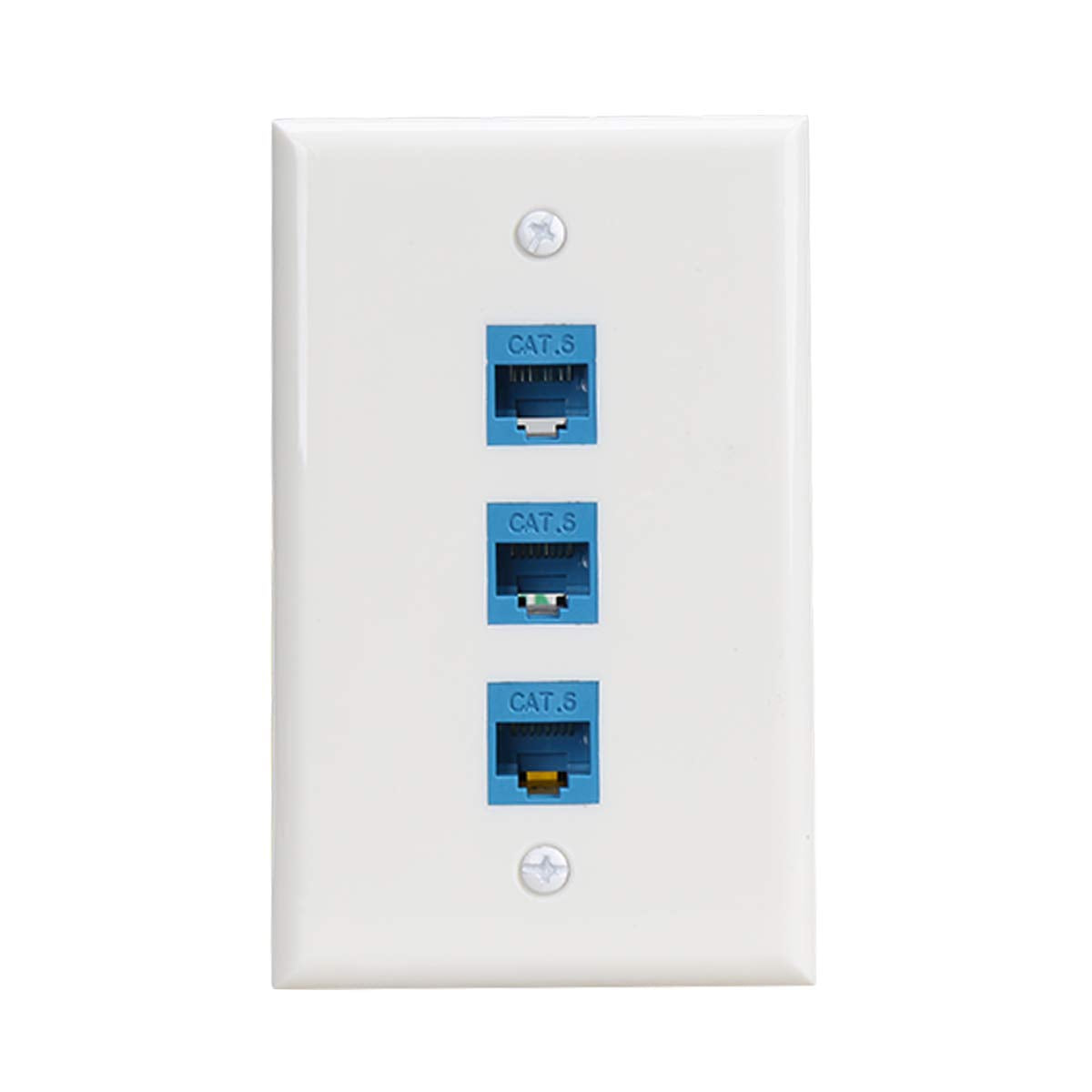 Phizli Ethernet Wall Outlet 3 Port, Cat 6 Ethernet Wall Plate Female Female Compatible With Cat6/6E/5/5E Ethernet Devices  Blue